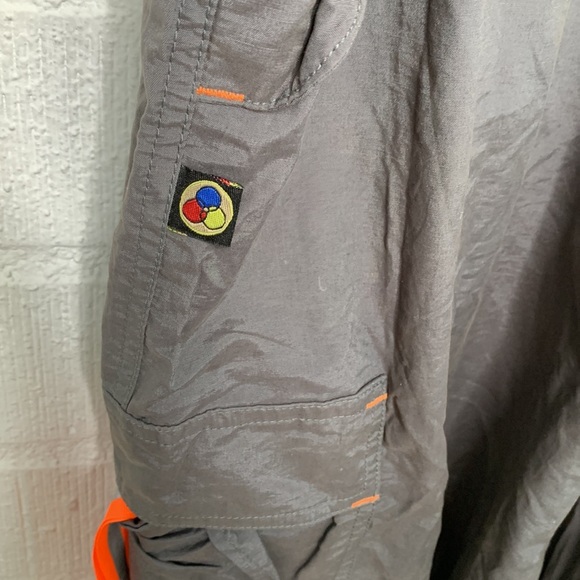 Caffeine Y2K Raver Parachute Pants with Neon Orange Reflectives size Large - Picture 4 of 9